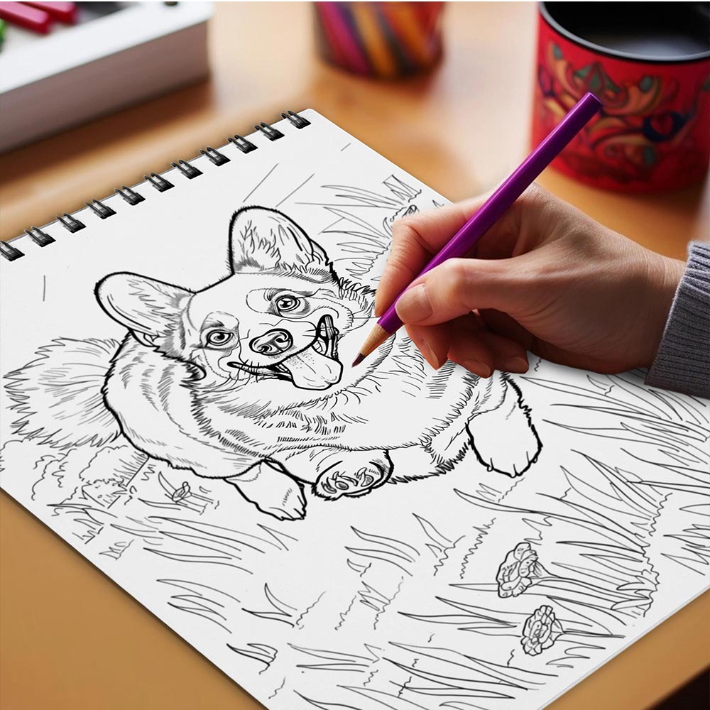 Netecom Corgi Coloring Book Spiral Bound for Adults