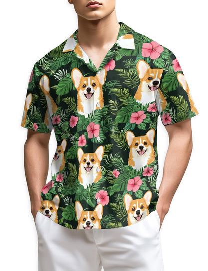Netecom Corgi Summer Hawaiian Shirt for Men