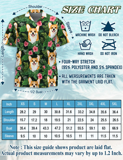 Netecom Corgi Summer Hawaiian Shirt for Men, Button Down Summer Beach Short Sleeve, Tropical Style, Sizes S-5XL
