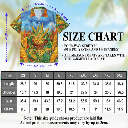 Netecom Corn Hawaiian Shirt for Men, Button Down Summer Beach Short Sleeve, Corn Lover Gifts, S-5XL