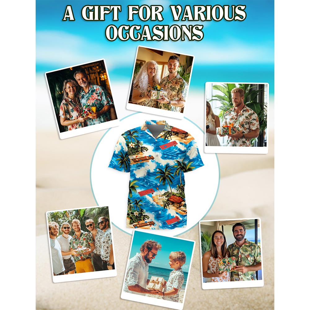 Netecom Cornhole On The Beach Hawaiian Shirt for Men, Button Down Summer Beach Short Sleeve, Tropical Style, S-5XL