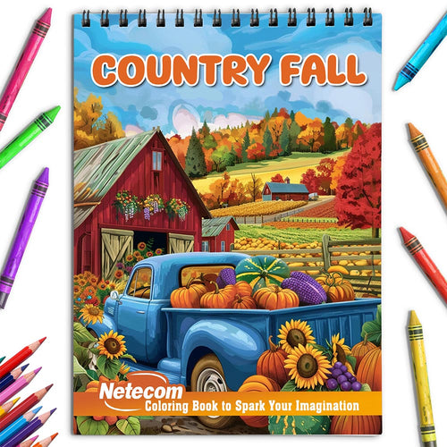 Netecom Country Fall Coloring Book for Adults