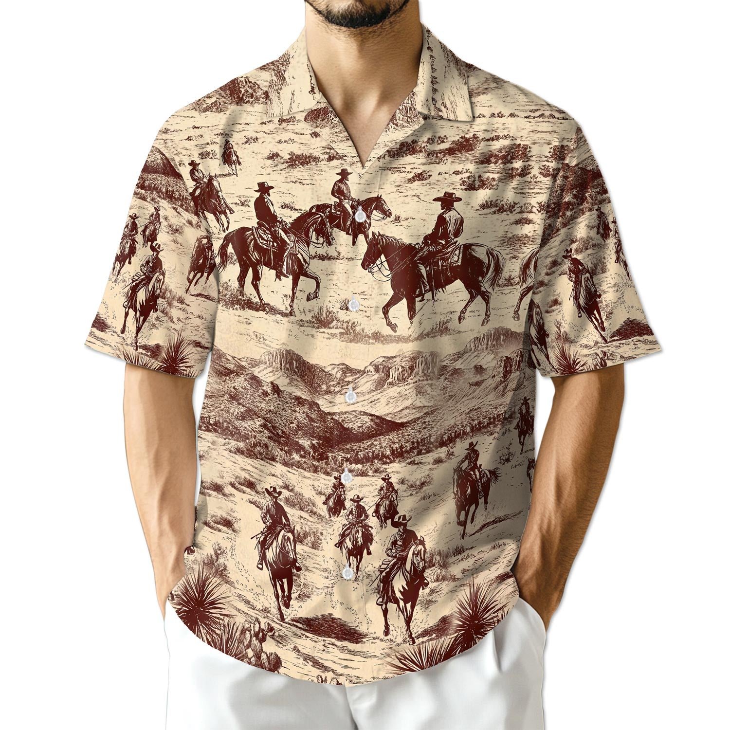 Netecom Cowboy Horse Riding Hawaiian Shirt for Men
