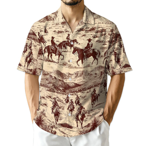 Netecom Cowboy Horse Riding Hawaiian Shirt for Men