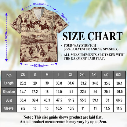 Netecom Cowboy Horse Riding Hawaiian Shirt for Men, Vintage Style, Button Down Summer Beach Short Sleeve, S-5XL