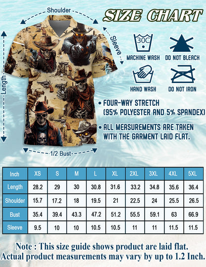 Netecom Cowboy Skull Hawaiian Shirt for Men, Western Gothic Style, Button Down Summer Beach Short Sleeve, S-5XL