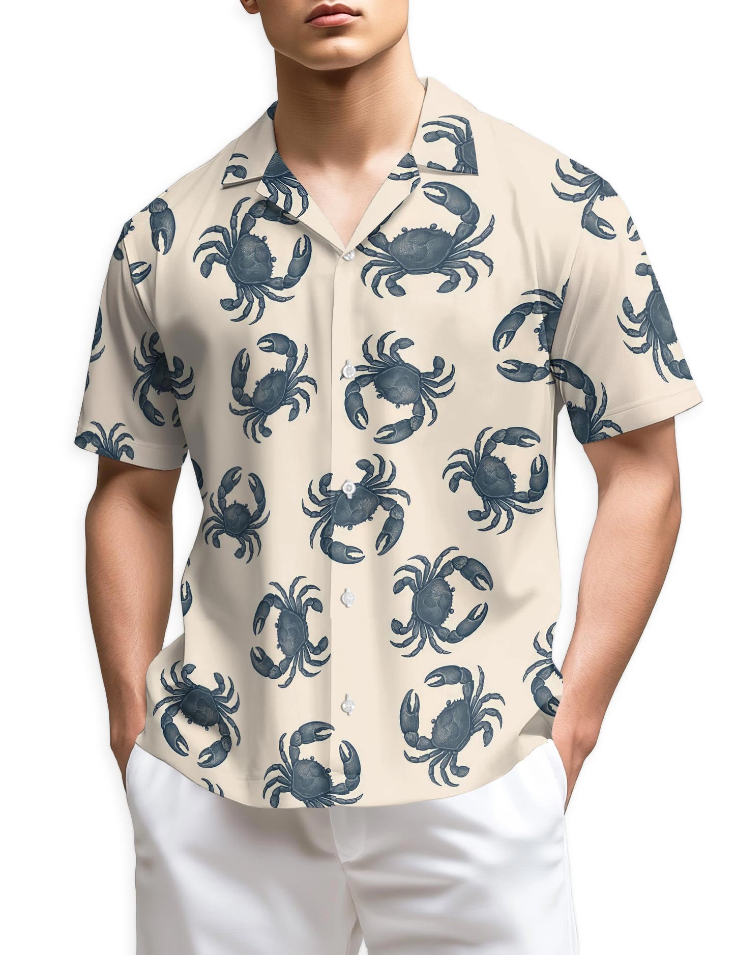 Netecom Crab Pattern Hawaiian Shirt for Men