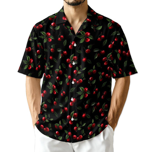 Netecom Cranberry Pattern Hawaiian Shirt for Men