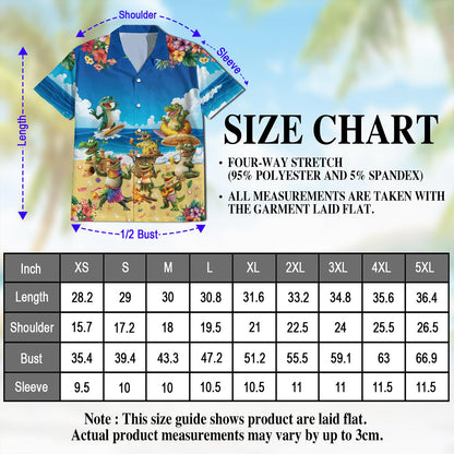 Netecom Crocodile On The Beach Hawaiian Shirt for Men, Button Down Summer Beach Short Sleeve, Tropical Style, Sizes S-5XL