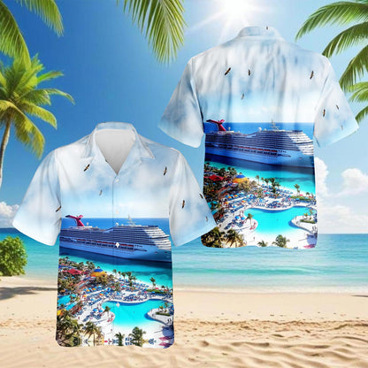 Netecom Cruise Ship Grand Turk Hawaiian Shirt for Men, Button Down Summer Beach Short Sleeve, S-5XL
