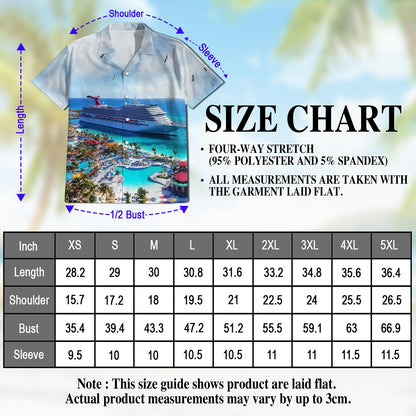 Netecom Cruise Ship Grand Turk Hawaiian Shirt for Men, Button Down Summer Beach Short Sleeve, S-5XL