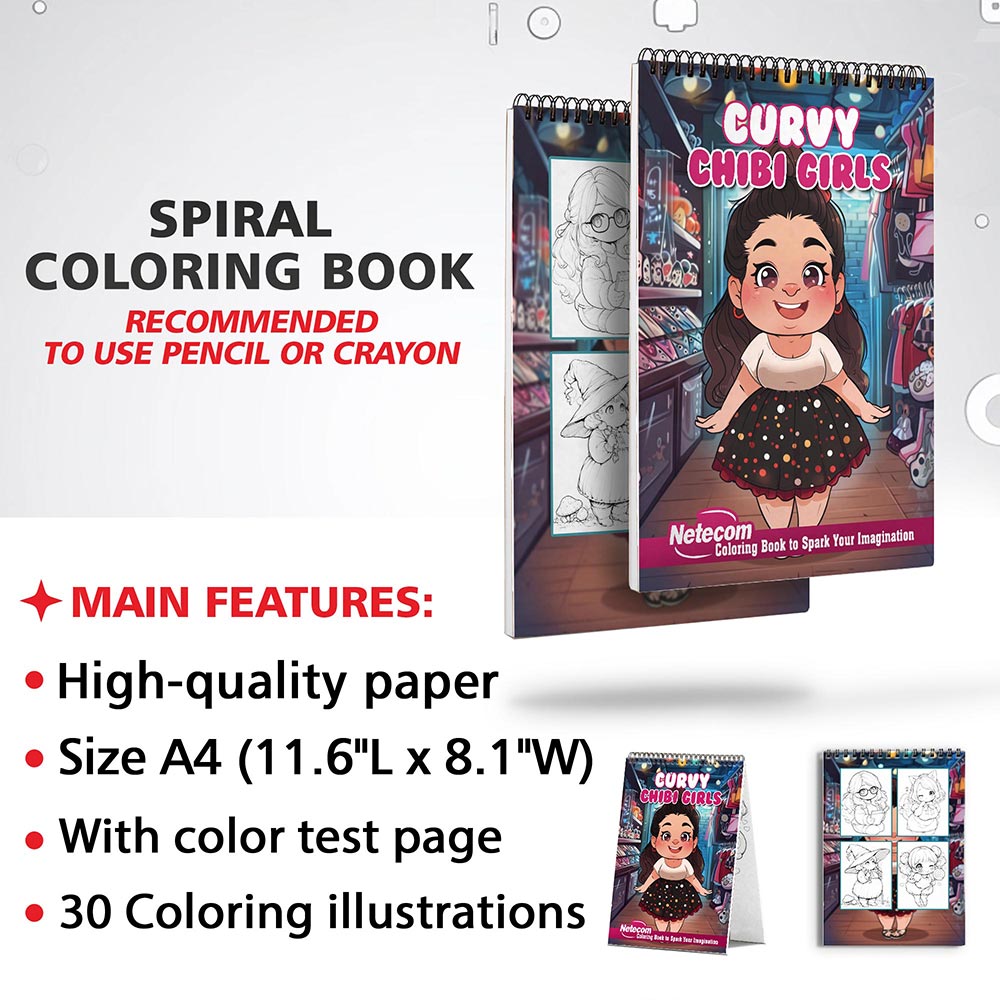 Netecom Curvy Chibi Girls Coloring Sheets for Adults