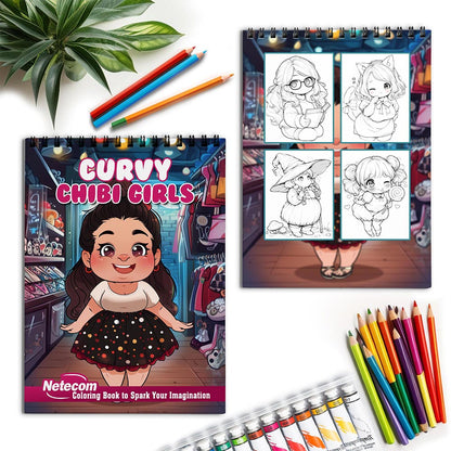 Netecom Curvy Chibi Girls Spiral Coloring Book for Adults