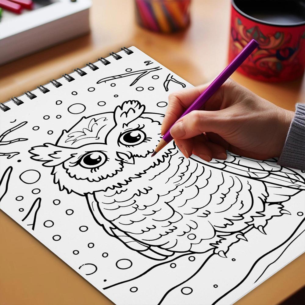 Netecom Cute Arctic Animals Coloring Book Spiral Bound for Adults