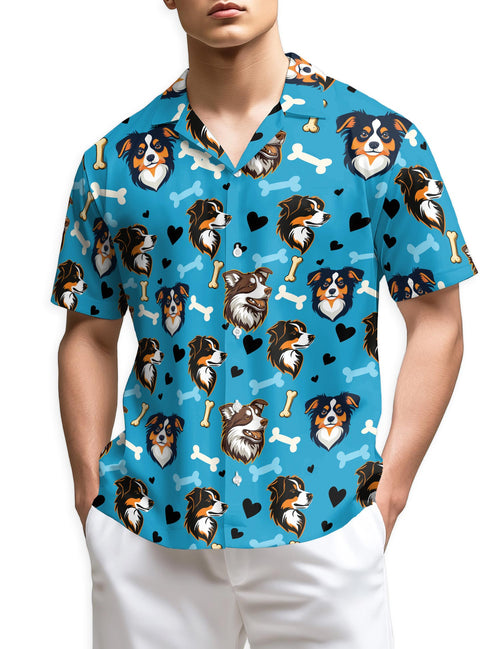 Netecom Cute Australian Shepherd Dog Hawaiian Shirt for Men