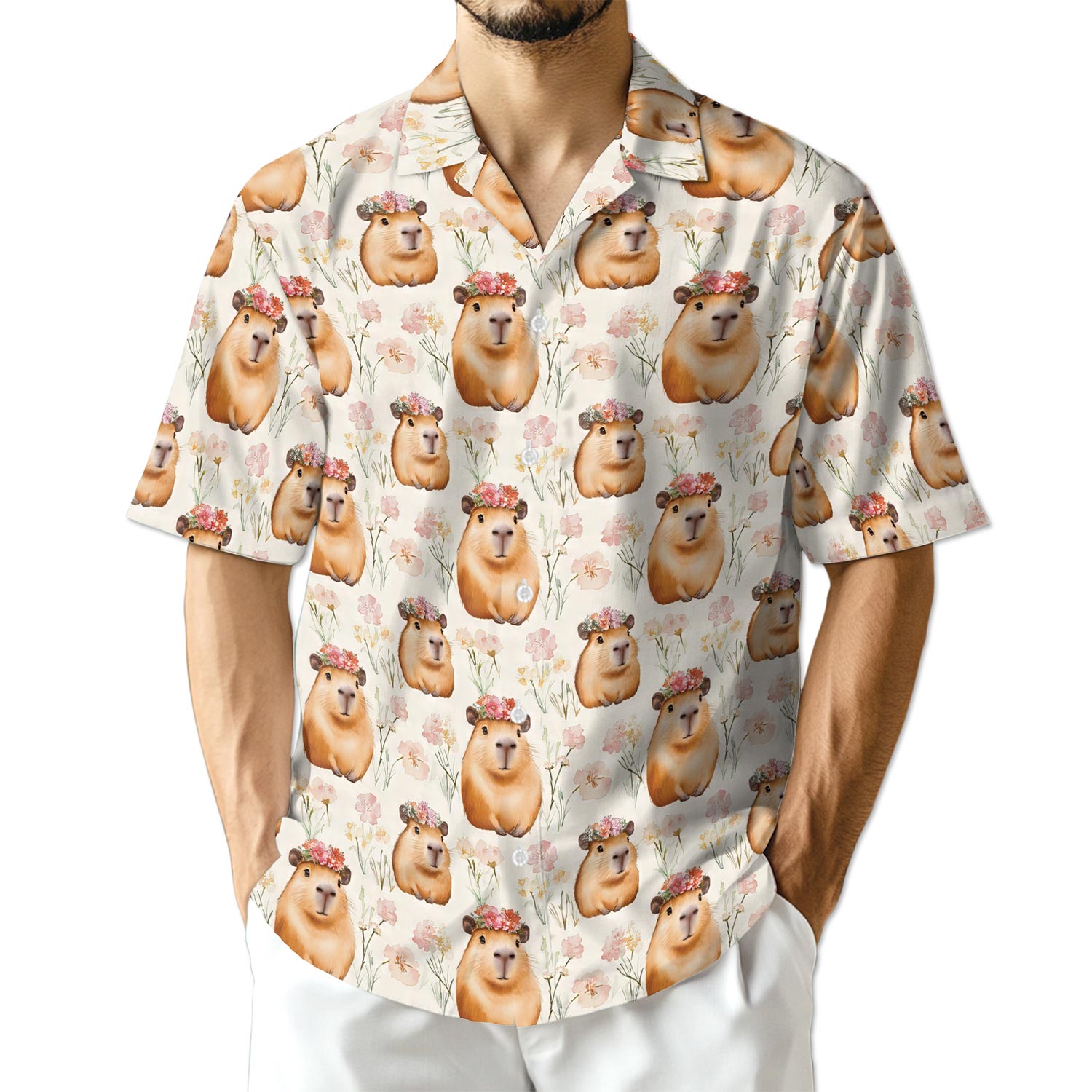 Netecom Cute Capybara Hawaiian Shirt for Men