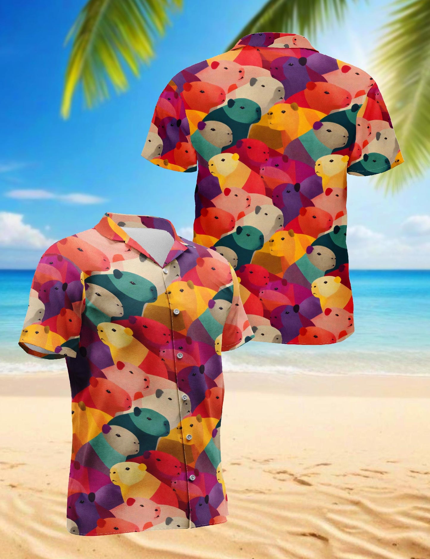 Netecom Cute Capybara Hawaiian Shirt for Men, Animal Lover Gifts, Animal Beach Aloha Button Down Short Sleeve Shirts, S-5XL