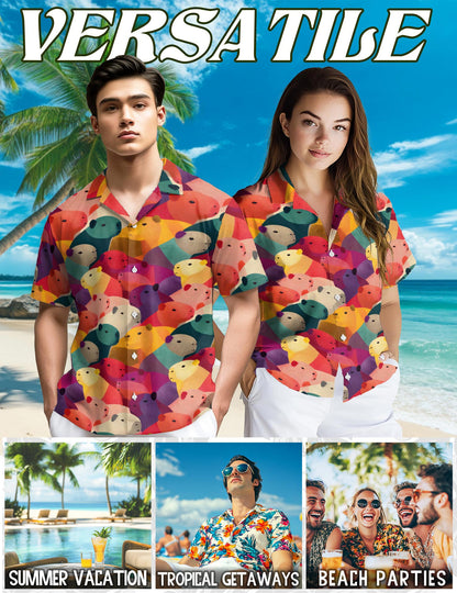 Netecom Cute Capybara Hawaiian Shirt for Men, Animal Lover Gifts, Animal Beach Aloha Button Down Short Sleeve Shirts, S-5XL