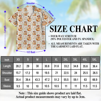 Netecom Cute Capybara Hawaiian Shirt for Men, Button Down Summer Beach Short Sleeve, Fun Style, S-5XL