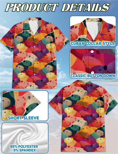 Netecom Cute Capybara Hawaiian Shirt for Men, Animal Lover Gifts, Animal Beach Aloha Button Down Short Sleeve Shirts, S-5XL