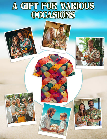 Netecom Cute Capybara Hawaiian Shirt for Men, Animal Lover Gifts, Animal Beach Aloha Button Down Short Sleeve Shirts, S-5XL