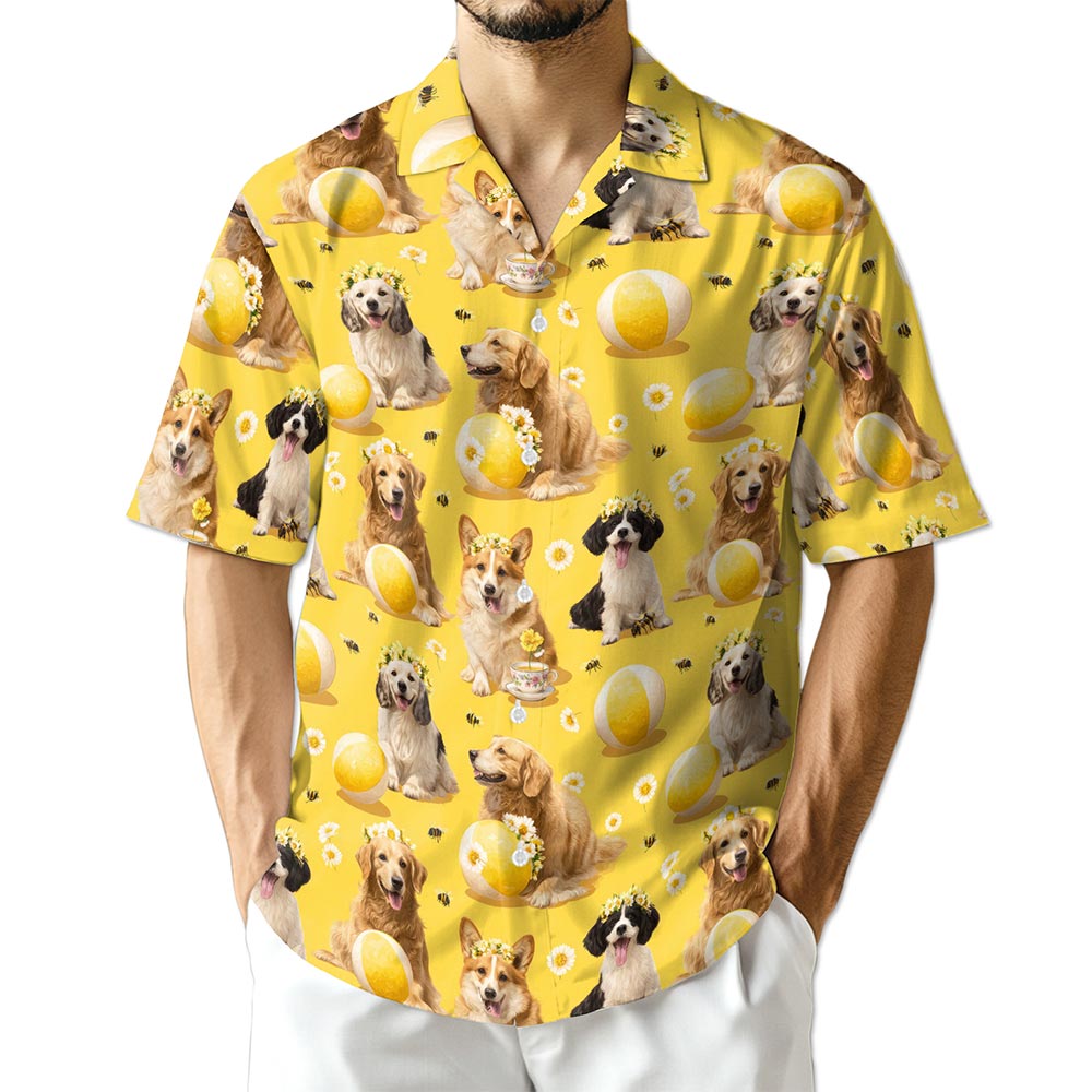 Netecom Cute Dog Hawaiian Shirt for Men Women, Dog Lover Gifts, Animal Button Down Summer Beach Short Sleeve Shirts, S-5XL