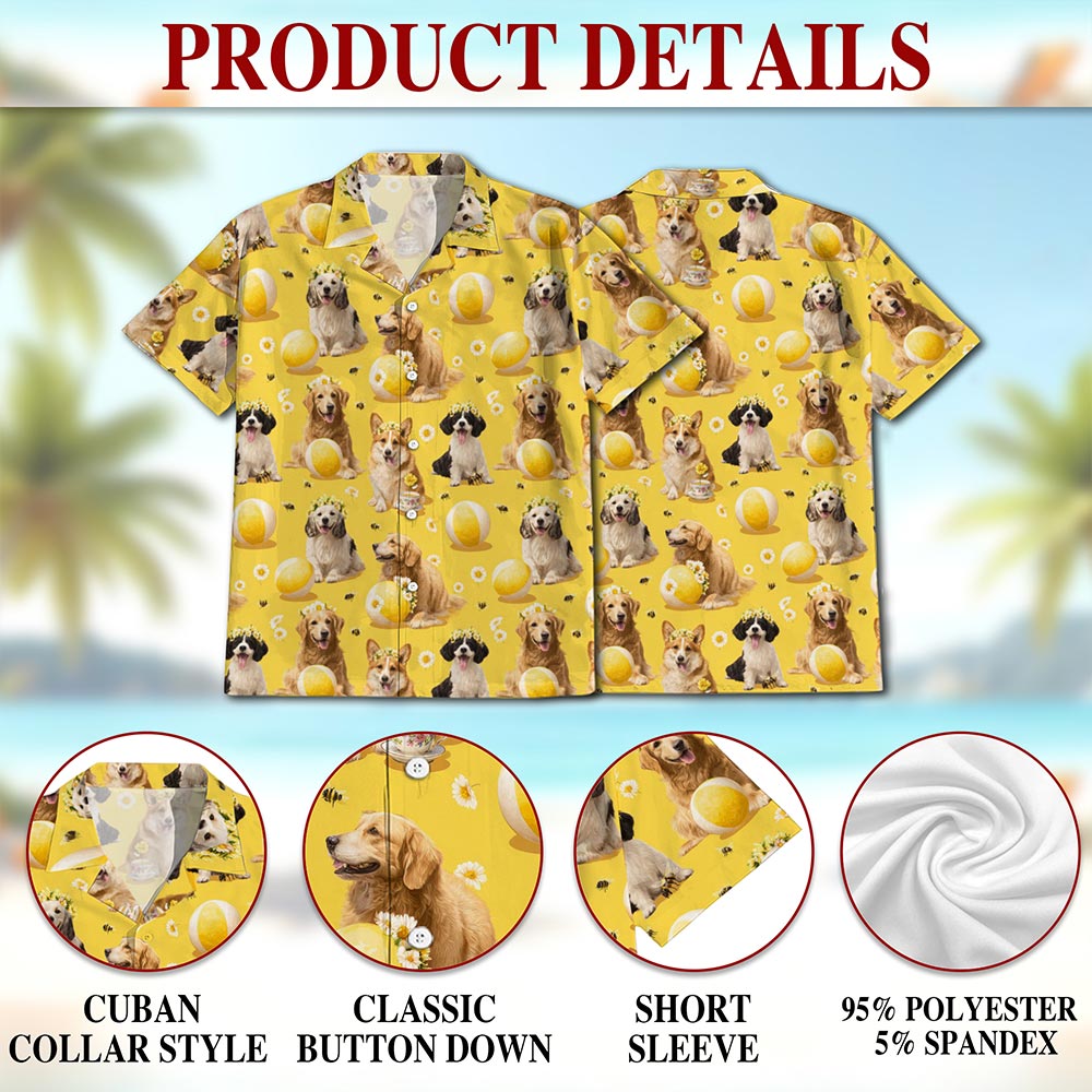 Netecom Cute Dog Hawaiian Shirt for Men Women, Dog Lover Gifts, Animal Button Down Summer Beach Short Sleeve Shirts, S-5XL