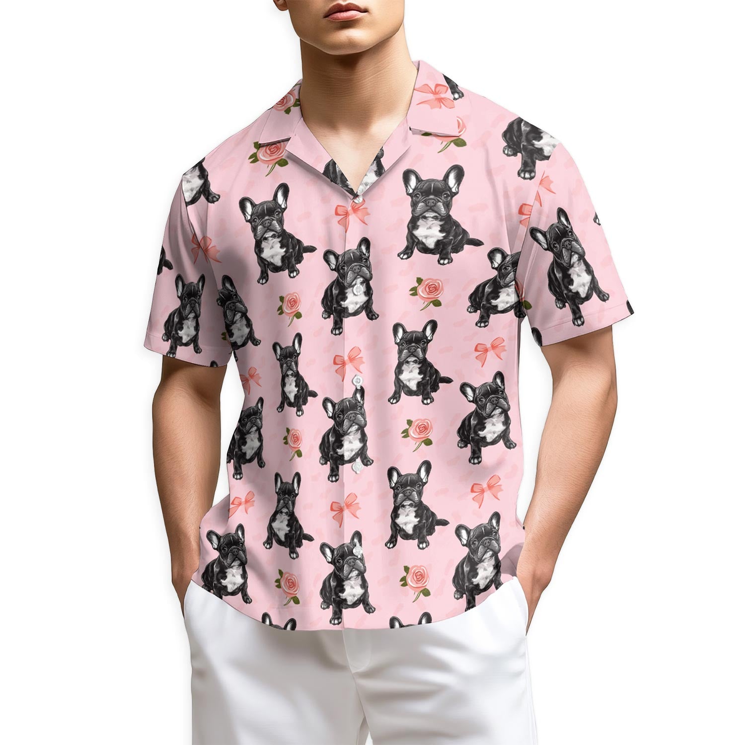 Netecom Cute French Bulldog Hawaiian Shirt for Men