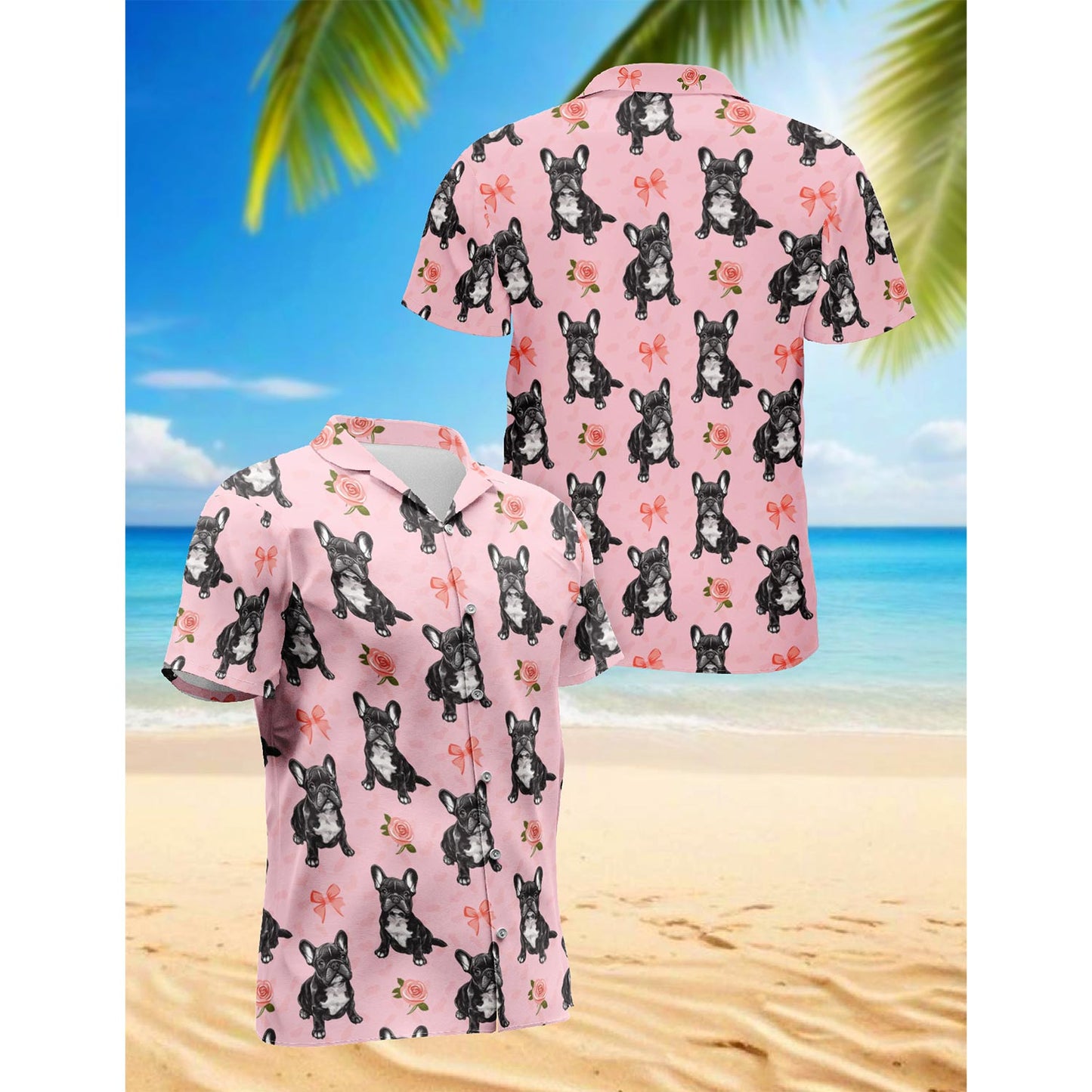 Netecom Cute French Bulldog Hawaiian Shirt for Men, Button Down Summer Beach Short Sleeve, French Bulldog Lover Gifts, S-5XL