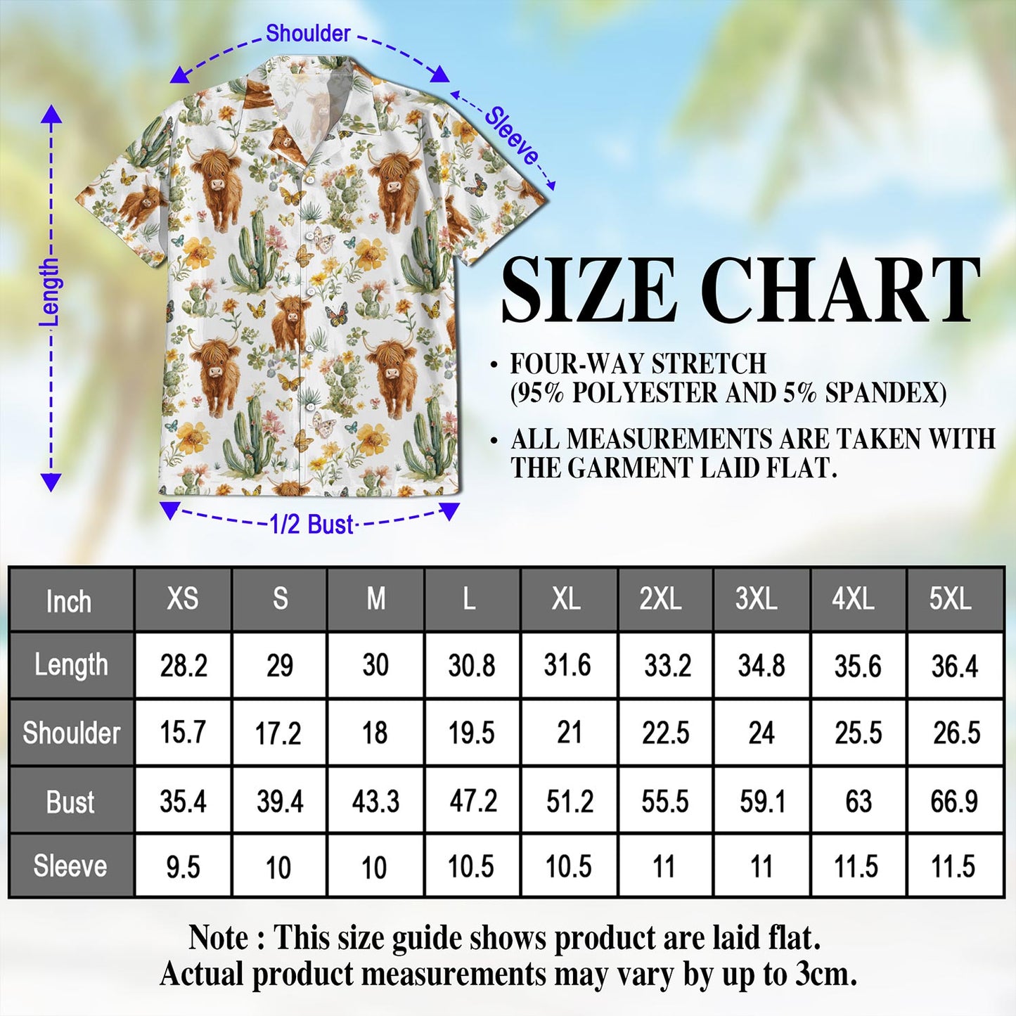 Netecom Cute Highland Cattle Hawaiian Shirt for Men, Button Down Summer Beach Short Sleeve, Tropical Style, S-5XL