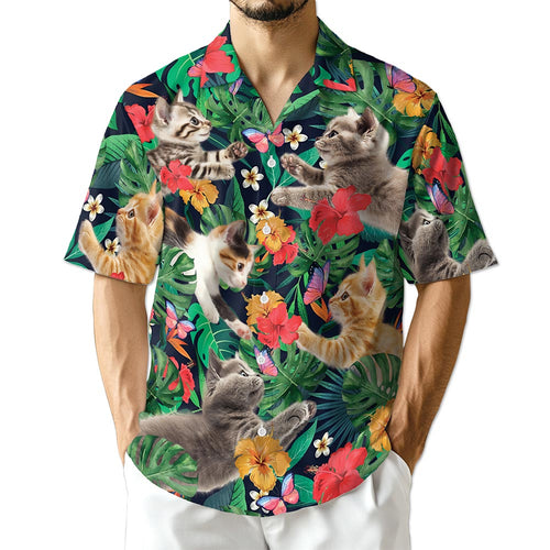 Netecom Cute Kitten Hawaiian Shirt for Men