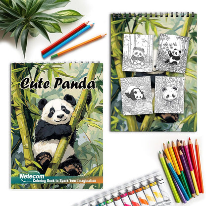 Netecom Cute Panda Coloring Spiral Book for Adults
