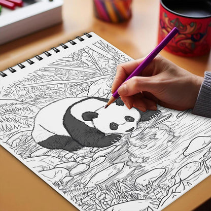 Netecom Cute Panda Coloring Book Spiral Bound for Adults