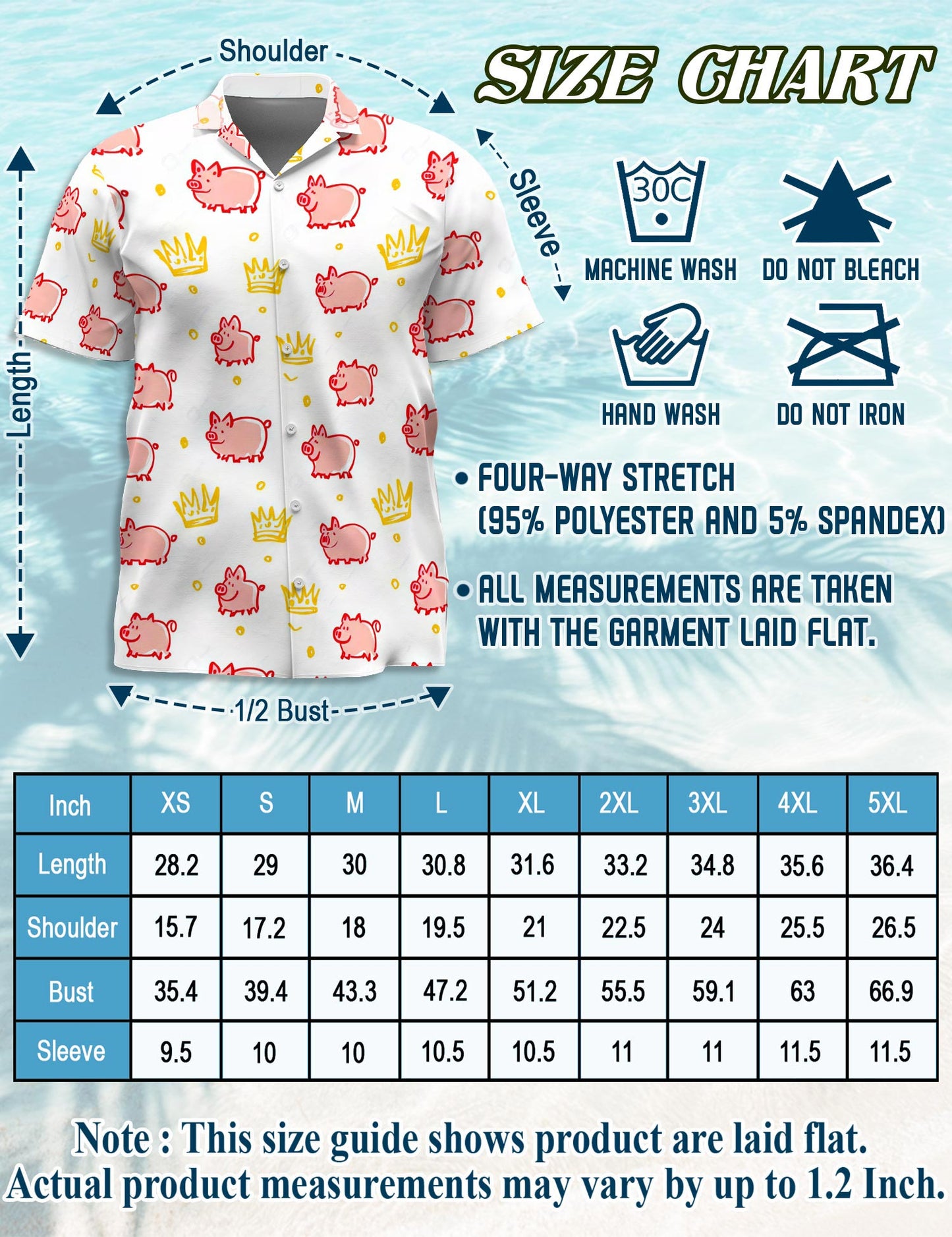 Netecom Cute Pig Hawaiian Shirt for Men, Vintage Style, Button Down Summer Beach Short Sleeve, S-5XL