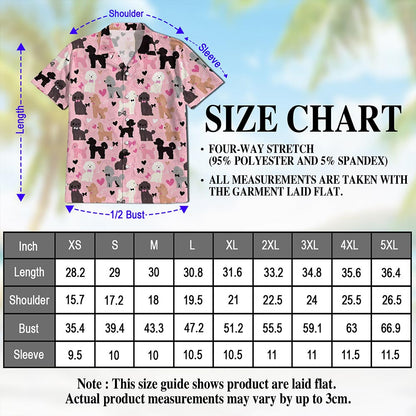 Netecom Cute Poodle Hawaiian Shirt for Men, Retro Style, Button Down Summer Beach Short Sleeve, S-5XL
