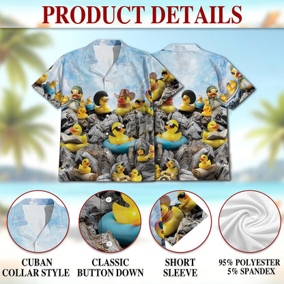 Netecom Cute Rubber Duck Hawaiian Shirt for Men, Duck Lover Gift, Rubber Duckie Button Down Summer Beach Short Sleeve, S-5XL