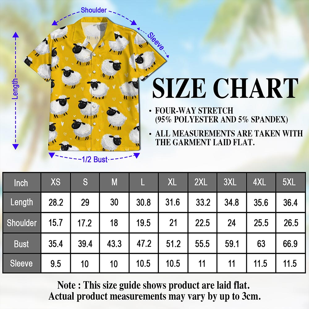 Netecom Cute Sheep Hawaiian Shirt for Men, Retro Style, Tropical Summer Beach Button Down Short Sleeve Shirts, S-5XL