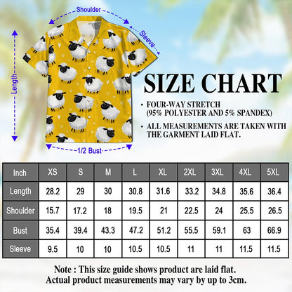 Netecom Cute Sheep Hawaiian Shirt for Men, Retro Style, Tropical Summer Beach Button Down Short Sleeve Shirts, S-5XL