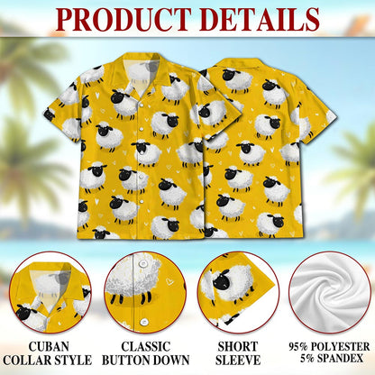 Netecom Cute Sheep Hawaiian Shirt for Men, Retro Style, Tropical Summer Beach Button Down Short Sleeve Shirts, S-5XL