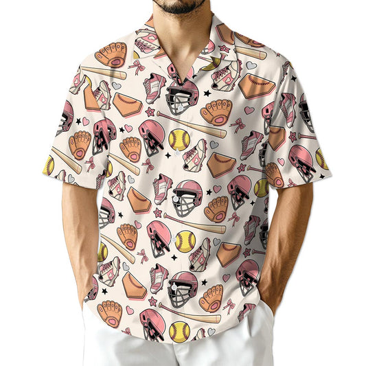 Netecom Cute Softball Hawaiian Shirt for Men