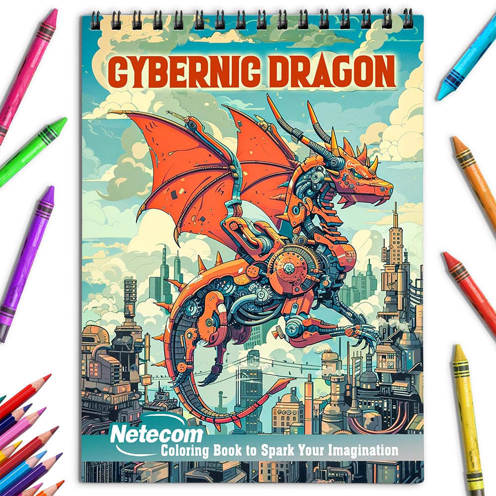 Netecom Cybernic Dragon Coloring Book for Adults