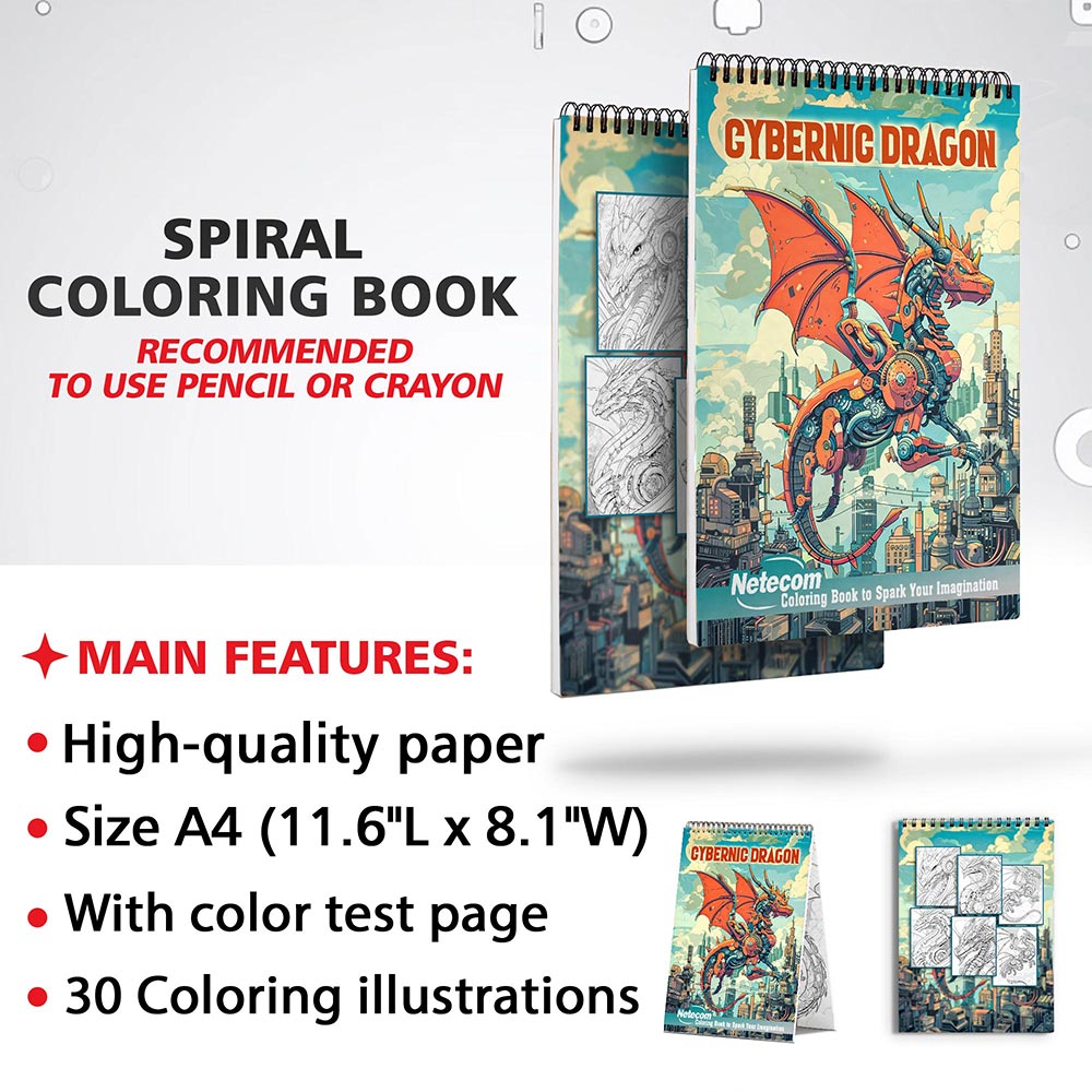 Netecom Cybernic Dragon Coloring Sheets for Adults