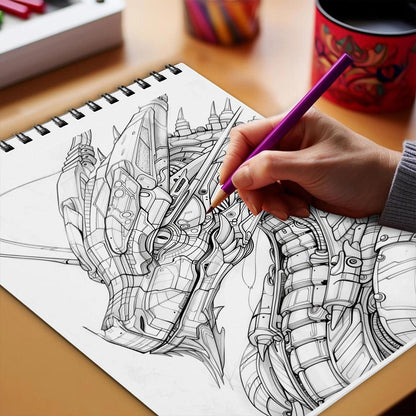 Netecom Cybernic Dragon Coloring Book Spiral Bound for Adults