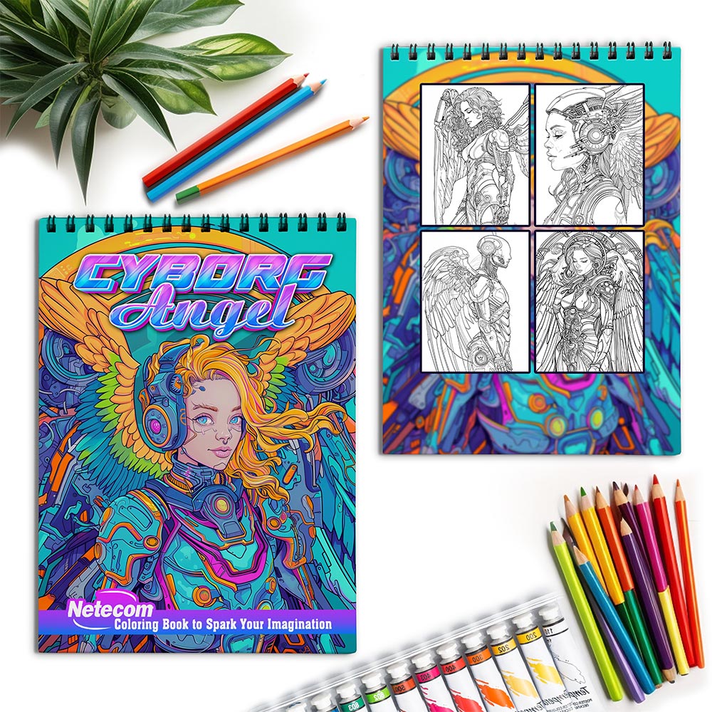 Netecom Cyborg Angel Spiral Coloring Book for Adults