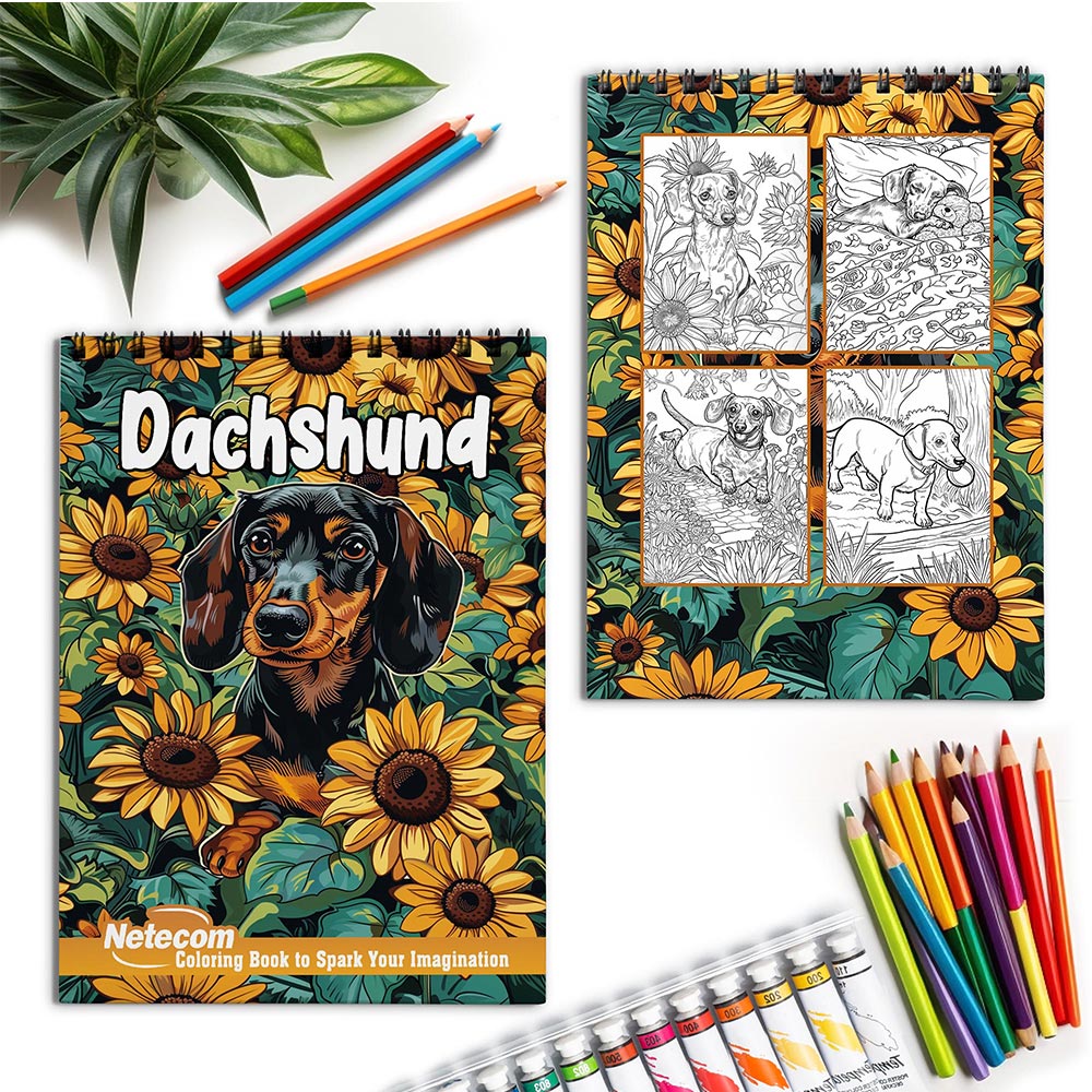 Netecom Dachshund Spiral Coloring Book for Adults