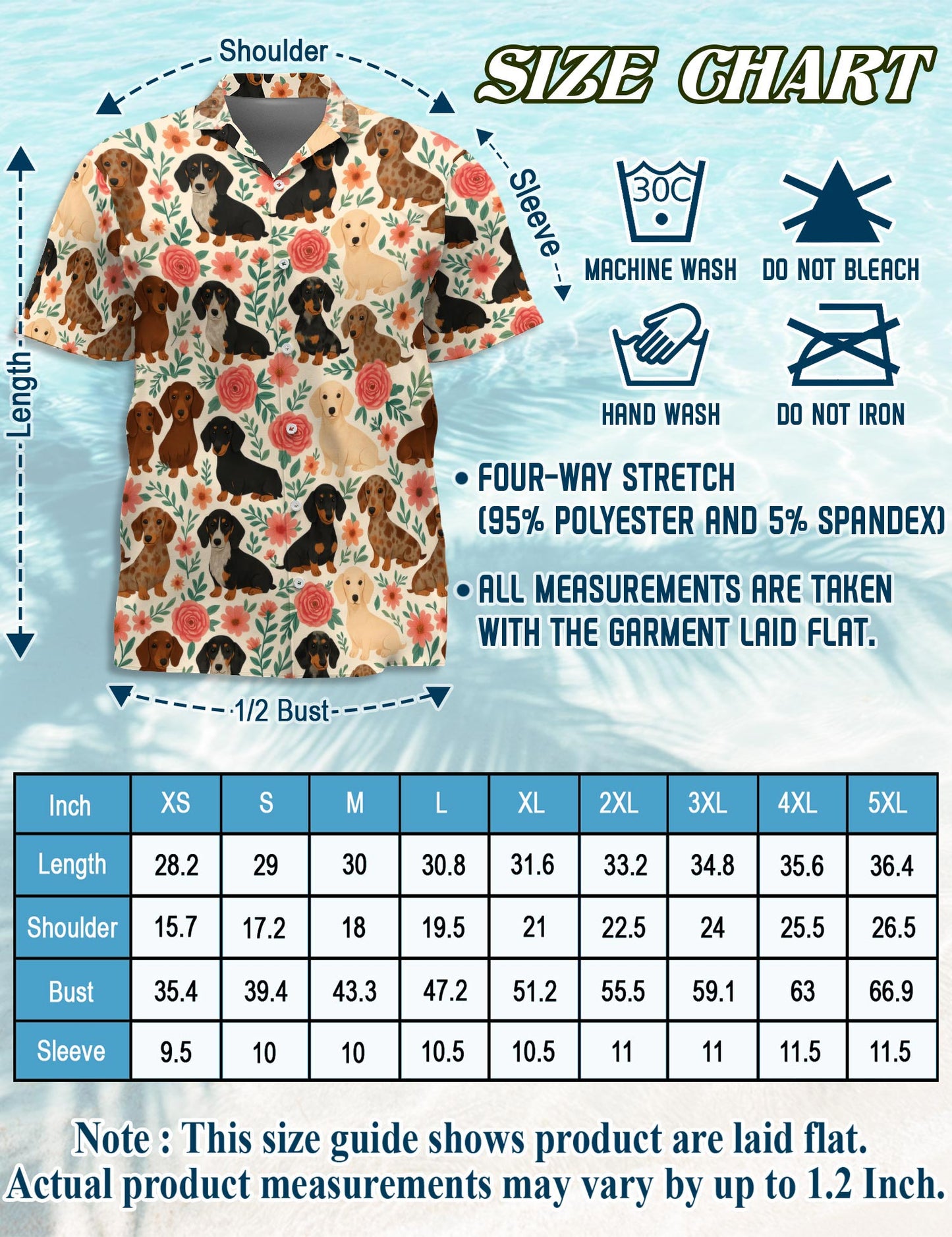 Netecom Dachshund Hawaiian Shirt for Men, Vintage Style, Button Down Summer Beach Short Sleeve, S-5XL