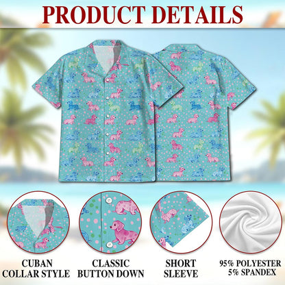 Netecom Dachshund Hawaiian Shirt for Men, Button Down Summer Beach Short Sleeve, Dachshund Lover Gifts, S-5XL