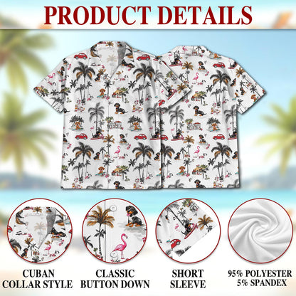 Netecom Dachshund Hawaiian Shirt for Men, Tropical Style, Button Down Summer Beach Short Sleeve, S-5XL