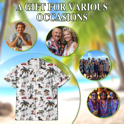 Netecom Dachshund Hawaiian Shirt for Men, Tropical Style, Button Down Summer Beach Short Sleeve, S-5XL