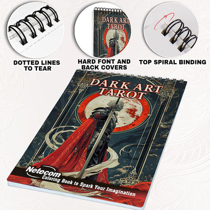 Netecom Dark Art Tarot Coloring Book for Adults, Spiral Bound, Soft Cover